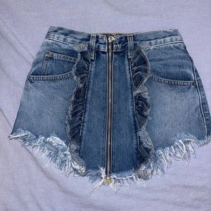 LF Carmar Ruffle Denim Mini Skirt